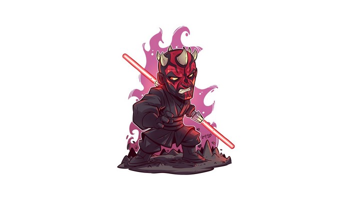 Darth Maul from Star Wars with a lightsaber
