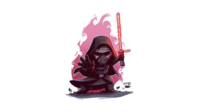 Kylo Ren from Star Wars with a red lightsaber