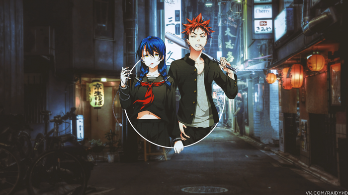 4K Shokugeki no Souma: Yukihira Soma and Tadokoro Megumi