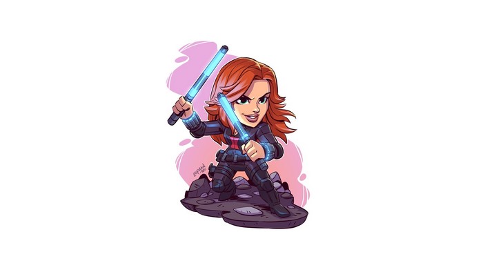 Black Widow from Marvel Comics with batons