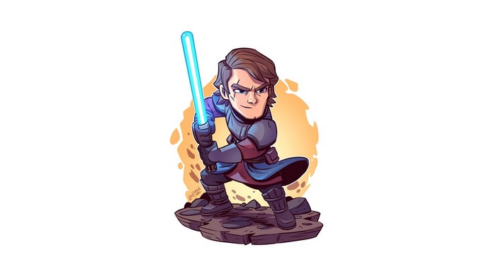 Anakin Skywalker from Star Wars with a lightsaber
