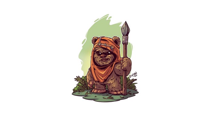 Ewok holding a spear by Derek Laufman