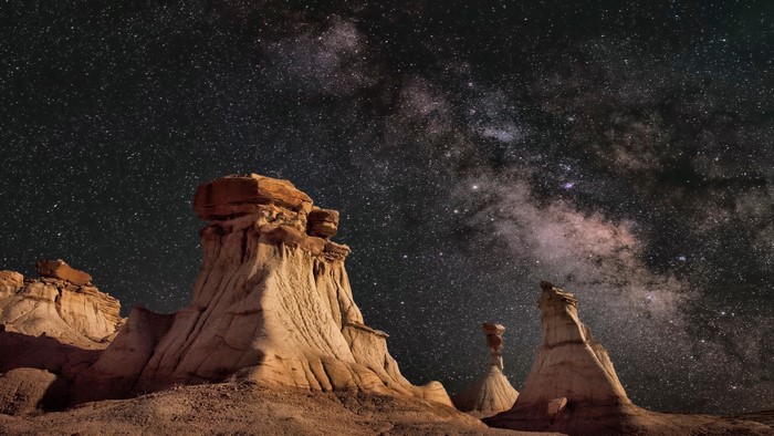 Milky Way Above Desert Rock Formations