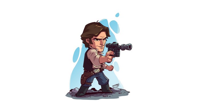 Han Solo from Star Wars holding a blaster