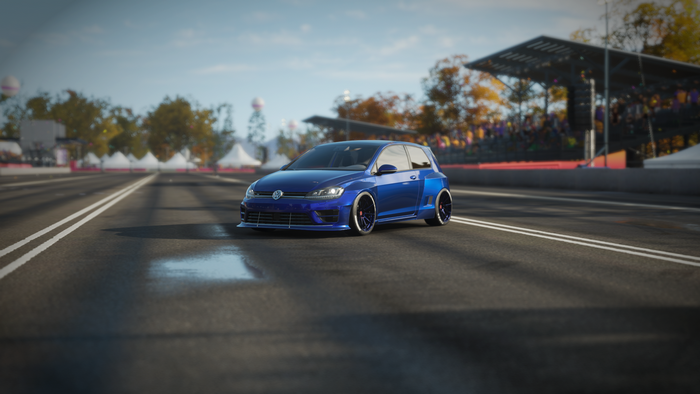 Blue Rocket Bunny Volkswagen Golf R in Forza Horizon 4
