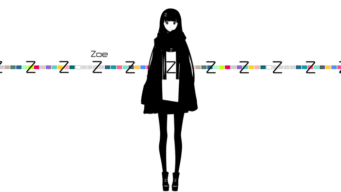 Zoe anime girl with colorful 'Z' pattern