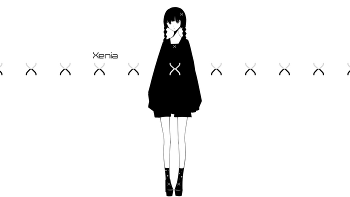 Xenia, anime girl with twintails and black outfit