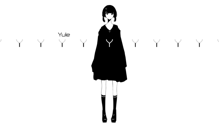 Anime girl with short hair and a black dress