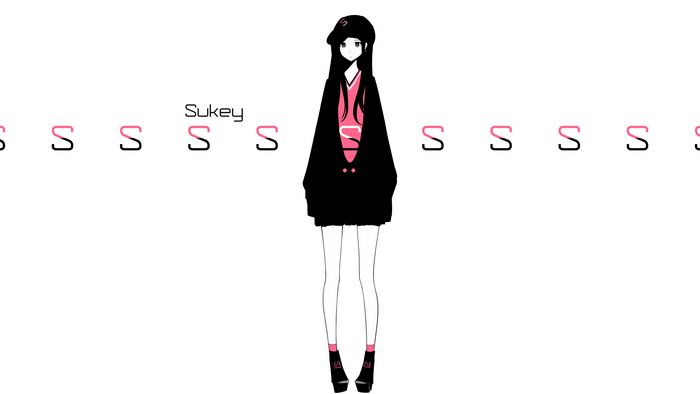 Sukey anime girl with black jacket and hat
