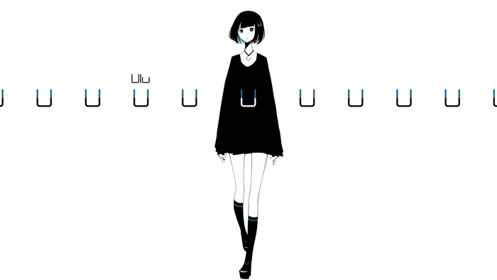 Anime girl with short black hair and black dress