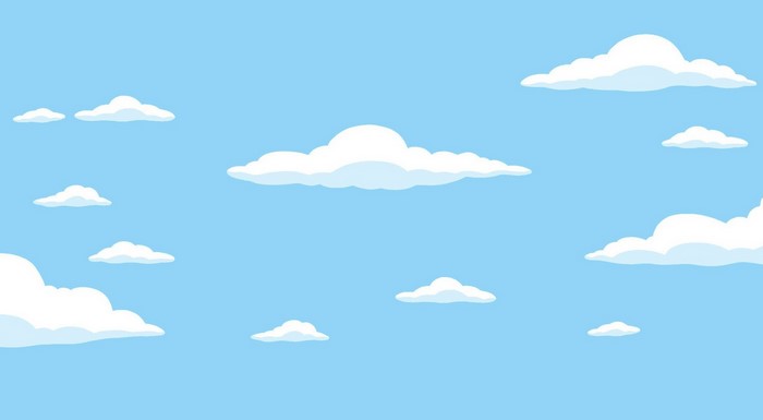 Simple cartoon clouds on a blue sky background