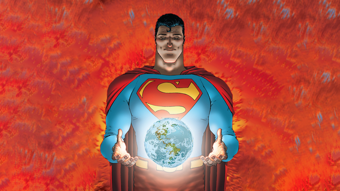 Superman holding the Earth