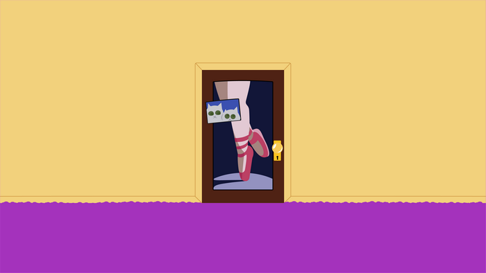 Dexter's Laboratory door with ballet dancer and cat image