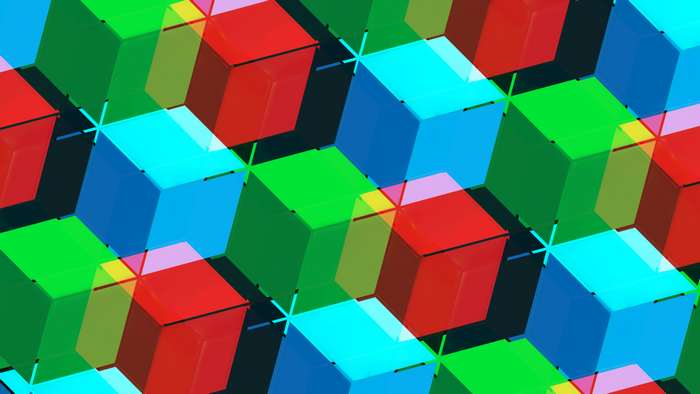 3D Abstract Colorful Cubes Digital Art