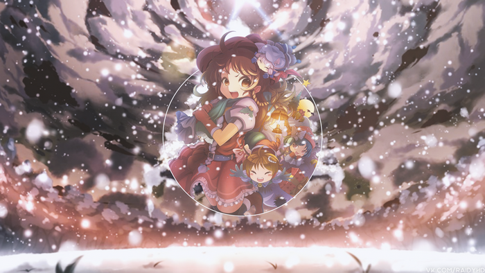 Anime girls in a snow globe