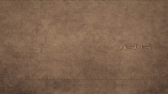 ASUS logo on brown leather texture