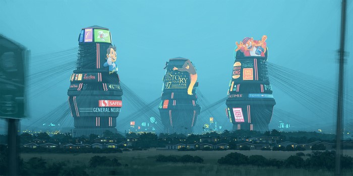 Futuristic Towers by Simon Stålenhag