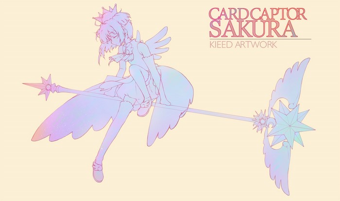 Sakura Kinomoto from Cardcaptor Sakura with staff