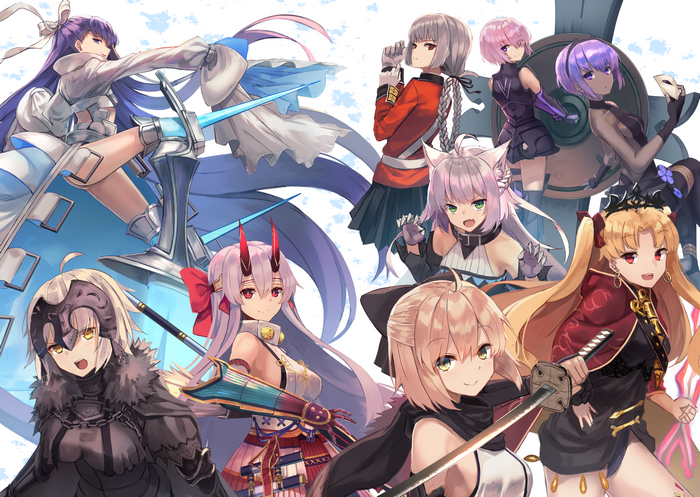 Anime girls from Fate/Grand Order with weapons