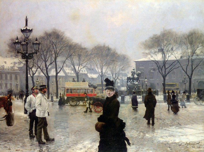 Winter Scene in a City Square by Paul Gustav Fischer