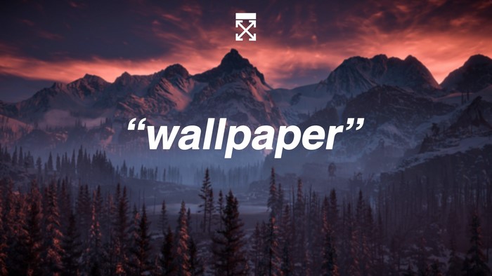 Off White logo over mountains