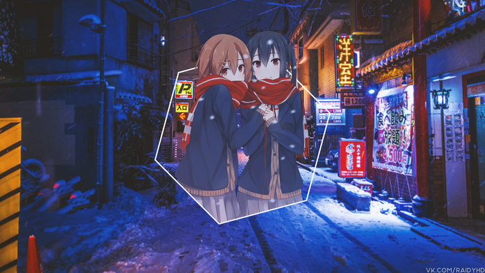 4K anime girls from K-ON! in winter