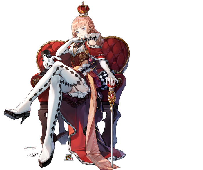 Anime girl queen sitting on throne with staff
