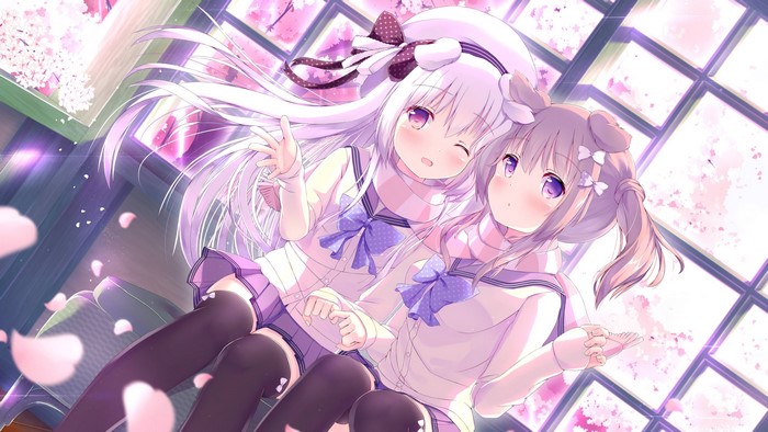 4K Anime Girls with White and Purple Hair