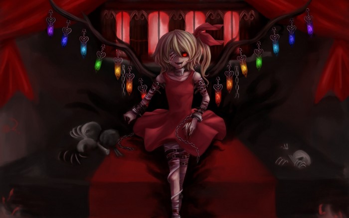Flandre Scarlet from Touhou with rainbow lanterns