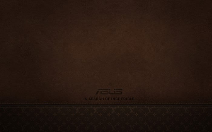 ASUS logo on brown leather and Louis Vuitton pattern
