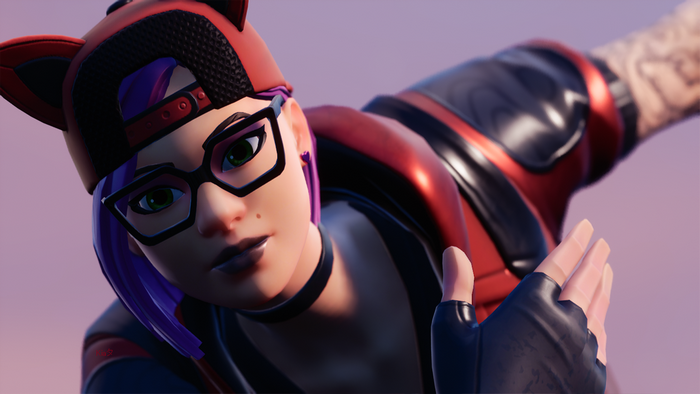 Fortnite character with glasses and cat ears hat