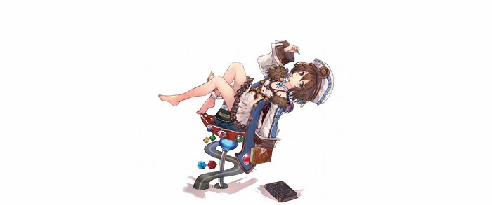 Blanc from Hyperdimension Neptunia sitting on a contraption