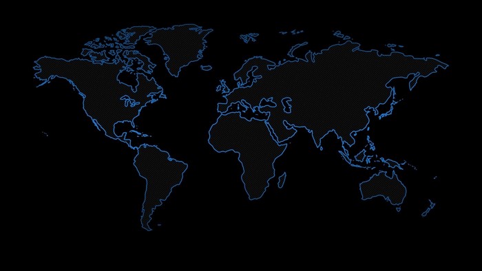 Minimalist World Map with Blue Outline and Stripes