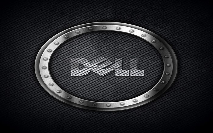 Dell logo on a textured metallic background