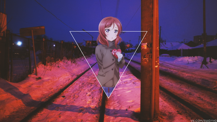 4K Nishikino Maki from Love Live! anime girl with heart box