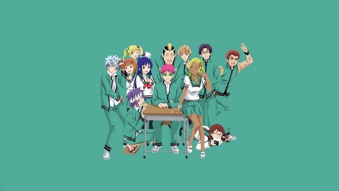 Saiki Kusuo and friends in school uniforms