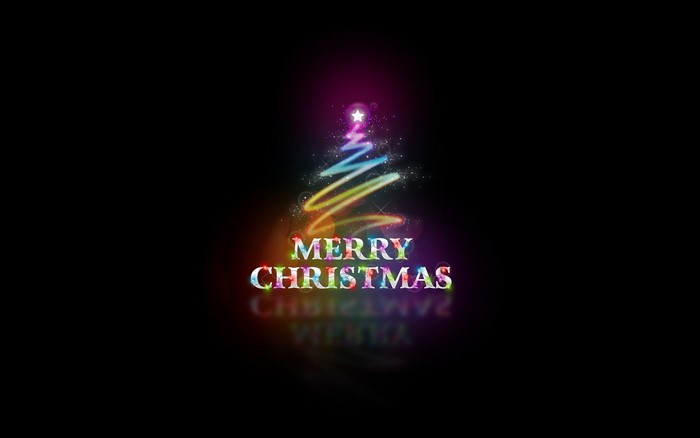 Merry Christmas text with a Christmas tree