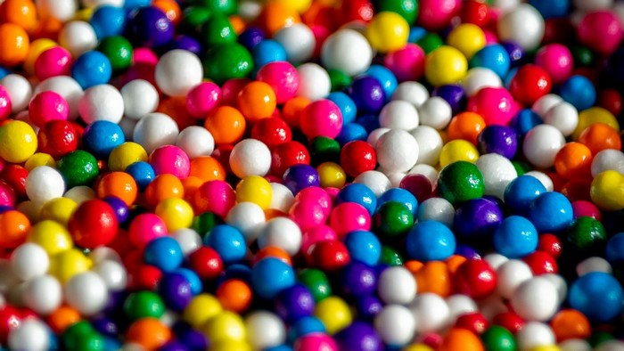 Colorful round sprinkles in macro view