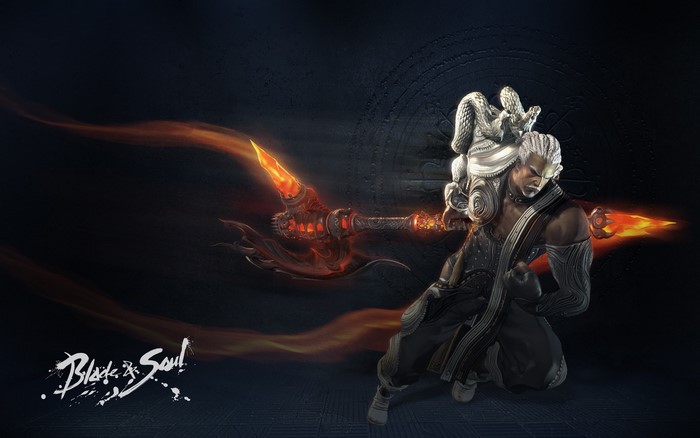 Blade & Soul character with fiery weapon