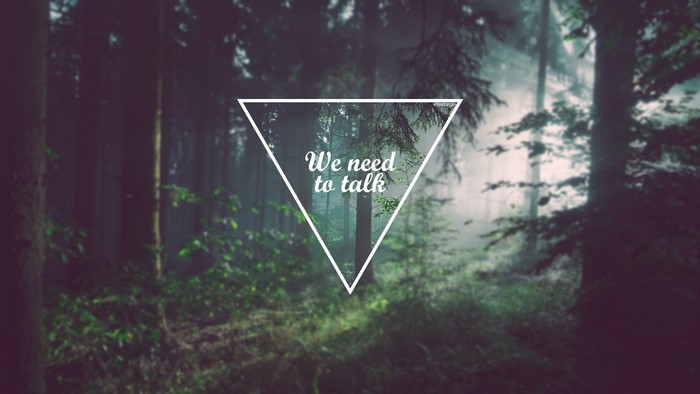 Forest with triangle and text