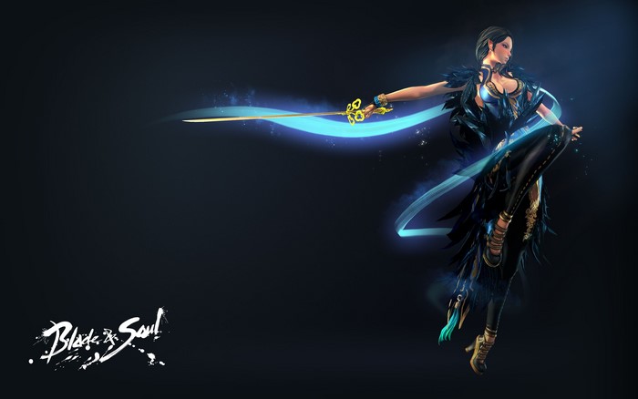 Blade & Soul character with sword and blue energy