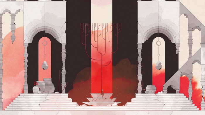Gris (Video Game) art with red accents