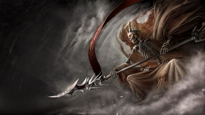 Skeleton King with Scythe and Crown