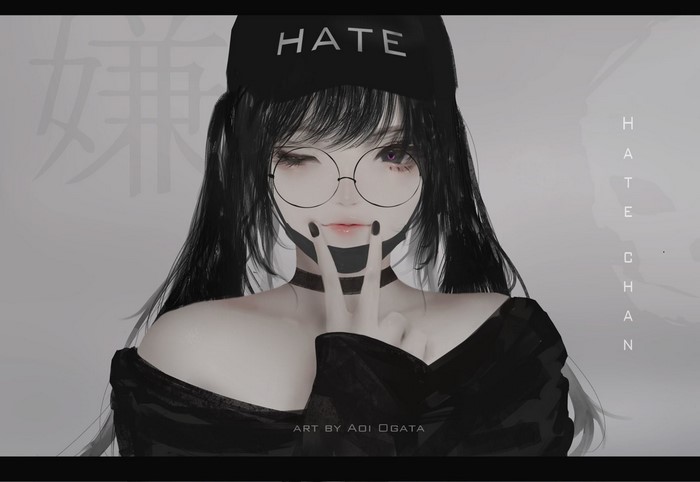 Aoi Ogata Anime Girl with Black Hair and Glasses