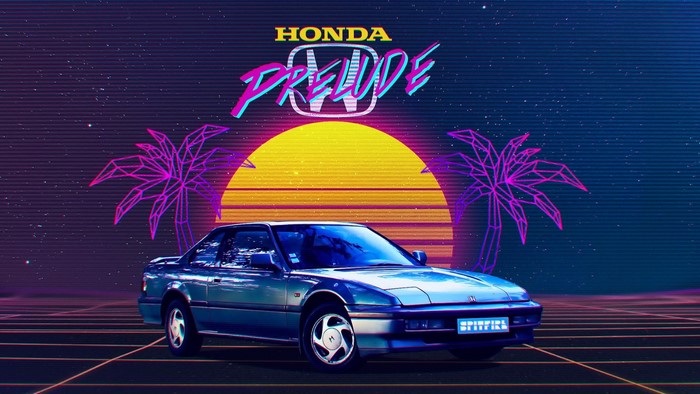 Honda Prelude in Retrowave Synthwave Digital Art