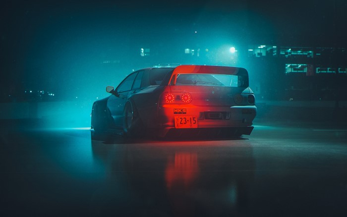 Nissan Skyline R32 in Cyan Digital Art