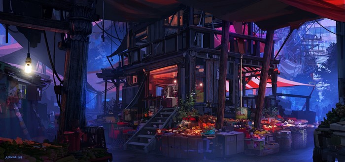 Marketplace concept art by Andreas Rocha
