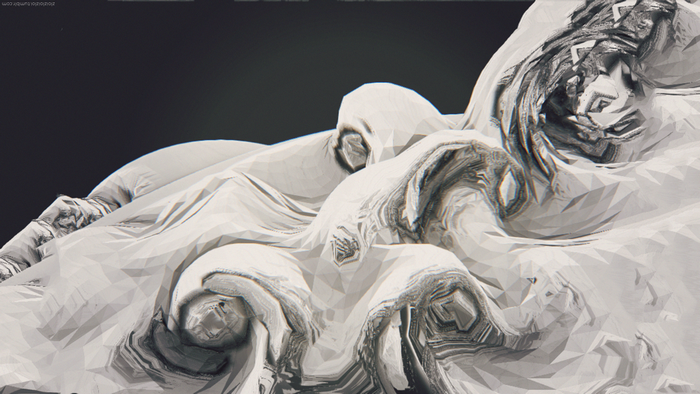 Abstract low poly 3D render with swirling textures