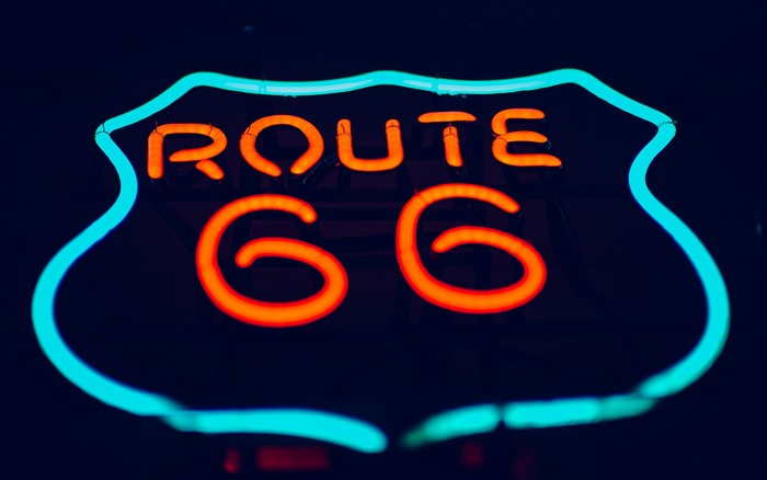 Route 66 neon sign