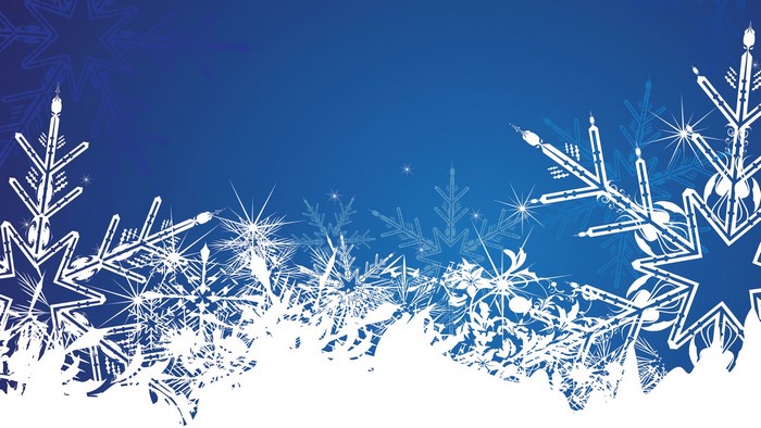 White snowflakes on a blue winter background